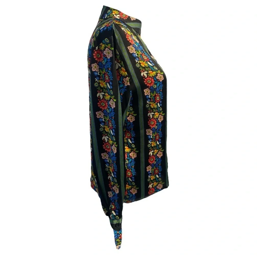 Molly Bracken Anthropology Mock Neck Long Sleeve Floral Blouse Size S - Picture 4 of 9